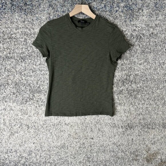 Theory Shirt Womens Small Green Tiny Tee 2 Nebulous P Fitted Cotton Crewneck - Picture 1 of 6